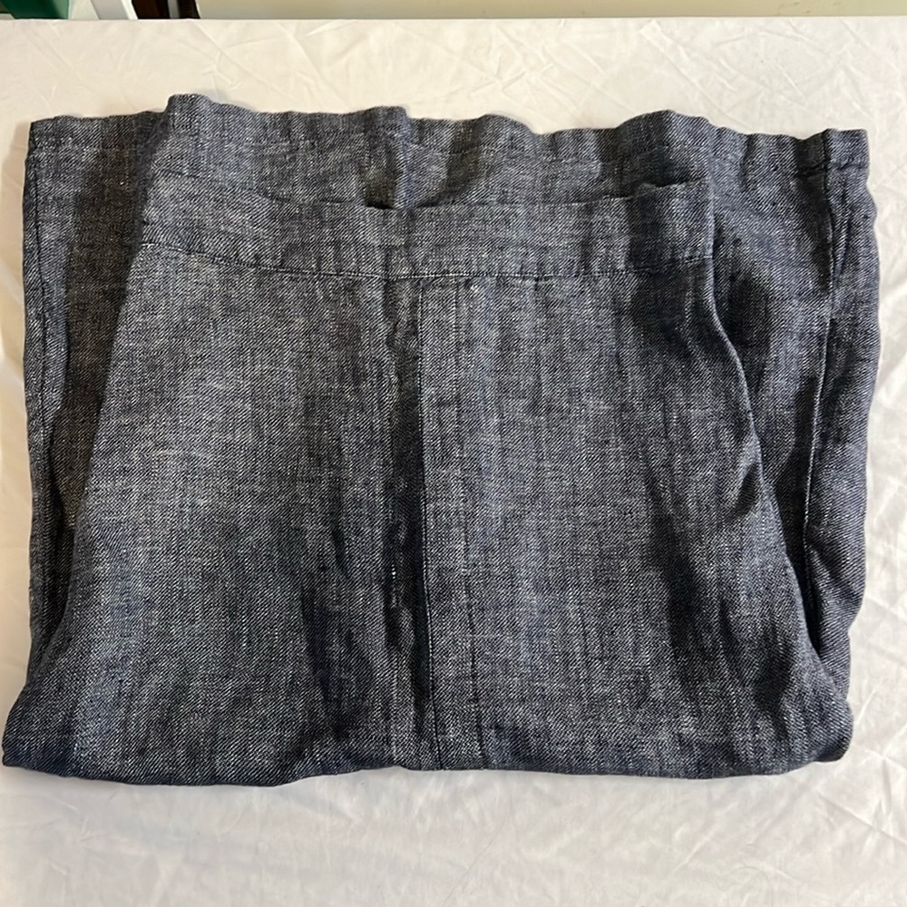 FLAX Linen Skirt in Navy Blue and White Weave in Size P
